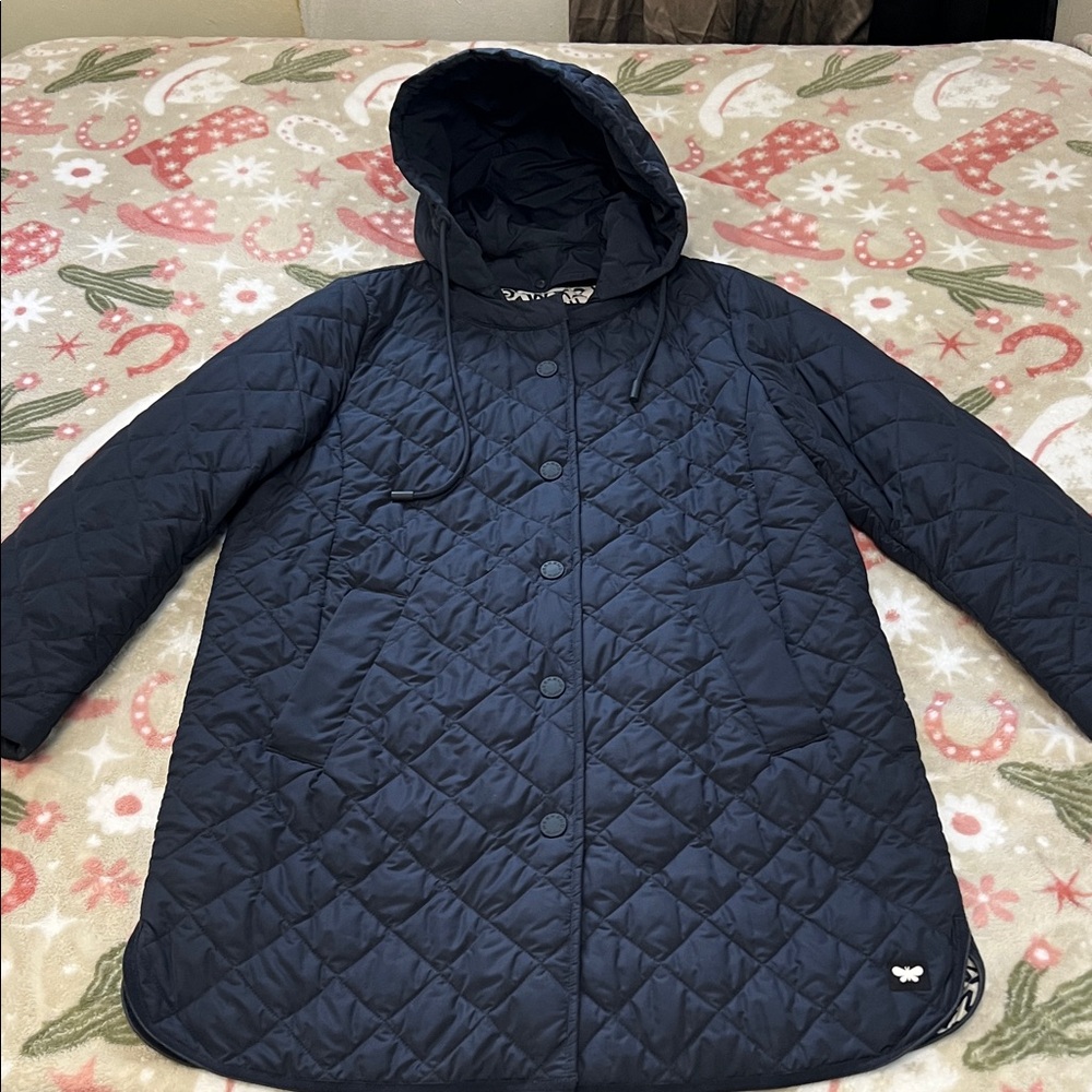 MaxMara Navy Quilted Jacket with Butterfly Emblem - Picture 1 of 10